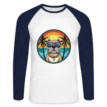 Alpine Mastiff Dog Breed Cartoon Sunglasses Beach - Unisex Long Sleeve Baseball T-Shirt - white/navy - Front - Nik (191cm)
