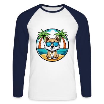 Akbash Hunderasse Cartoon Sonnenbrille Strand - Unisex Baseballshirt langarm - Weiß/Navy - Vorne - Nik (191cm)