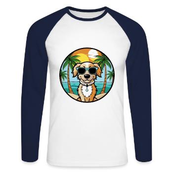 Alpine Spaniel Dog Breed Cartoon Sunglasses Beach - Unisex Long Sleeve Baseball T-Shirt - white/navy - Front - Nik (191cm)