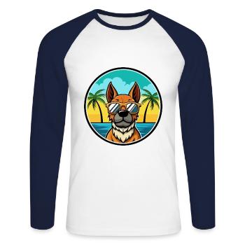 Aryan Molossus Chien Race Dessin Animé Lunettes De Soleil Plage - T-shirt baseball manches longues Homme - blanc/marine - Devant - Nik (191cm)