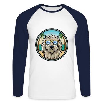 Bergamasco Dog Breed Cartoon Sunglasses Beach - Unisex Long Sleeve Baseball T-Shirt - white/navy - Front - Nik (191cm)