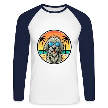 Lunettes de soleil Bergamasco Shepherd Dog Breed Cartoon - T-shirt baseball manches longues Homme - blanc/marine - Devant - Nik (191cm)