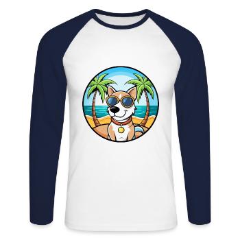 Ariege Pointer Dog Breed Cartoon Sunglasses Beach - Unisex Long Sleeve Baseball T-Shirt - white/navy - Front - Nik (191cm)