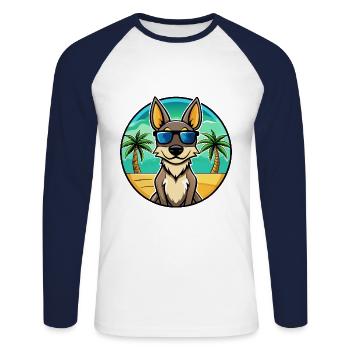 Australian Kelpie Dog Breed Cartoon Sunglass Beach - Unisex Long Sleeve Baseball T-Shirt - white/navy - Front - Nik (191cm)