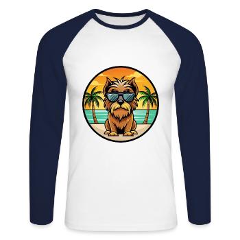 Lunettes de soleil de dessin animé de race de chien griffon belge plage - T-shirt baseball manches longues Homme - blanc/marine - Devant - Nik (191cm)