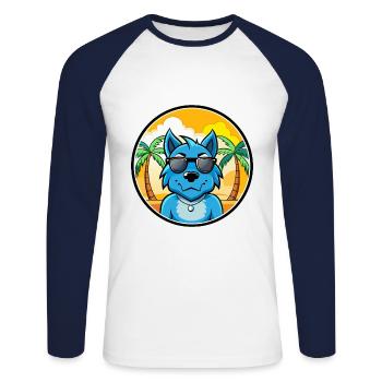 Bleu De Gascogne Hunderasse Cartoon Sonnenbrille Strand - Unisex Baseballshirt langarm - Weiß/Navy - Vorne - Nik (191cm)