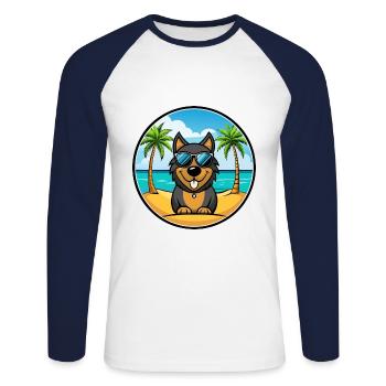 Lunettes de soleil de race de chien de chien de la Forêt-Noire - T-shirt baseball manches longues Homme - blanc/marine - Devant - Nik (191cm)