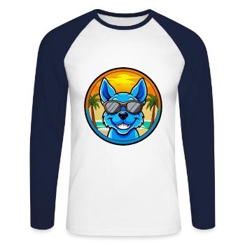 Blue Heeler Dog Breed Cartoon Sunglasses Beach - Unisex Long Sleeve Baseball T-Shirt - white/navy - Front - Nik (191cm)