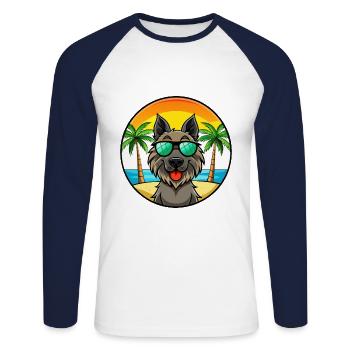 Belgische Groenendael Hunderasse Cartoon Sonnenbrille - Unisex Baseballshirt langarm - Weiß/Navy - Vorne - Nik (191cm)