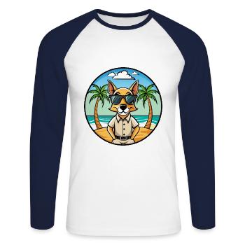 Braque Saint Germain Hunderasse Cartoon Sonnenbrille - Unisex Baseballshirt langarm - Weiß/Navy - Vorne - Nik (191cm)