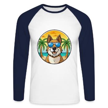 Bucovine Berger Race Dessin Animé Lunettes De Soleil Plage - T-shirt baseball manches longues Homme - blanc/marine - Devant - Nik (191cm)