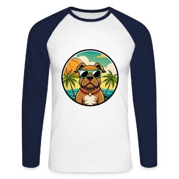 Boerboel Dog Breed Cartoon Sunglasses Beach - Unisex Long Sleeve Baseball T-Shirt - white/navy - Front - Nik (191cm)