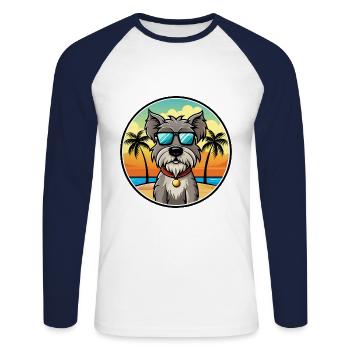Bouvier Des Flandres Hunderasse Cartoon Sonnenbrille - Unisex Baseballshirt langarm - Weiß/Navy - Vorne - Nik (191cm)