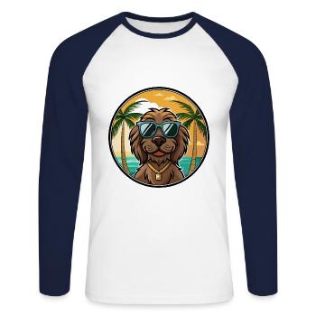 Boykin Spaniel Chien Race Dessin Animé Lunettes De Soleil Plage - T-shirt baseball manches longues Homme - blanc/marine - Devant - Nik (191cm)