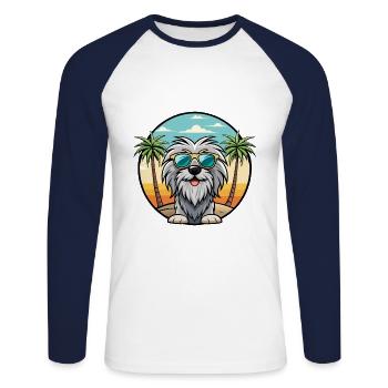 Bergamasco Sheepdog Breed Cartoon Sunglasses Beach - Unisex Long Sleeve Baseball T-Shirt - white/navy - Front - Nik (191cm)