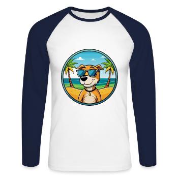 Auvergne Pointing Dog Breed Cartoon Sunglass Beach - Unisex Long Sleeve Baseball T-Shirt - white/navy - Front - Nik (191cm)