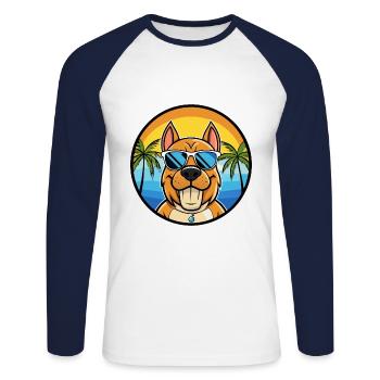 Kanarische Warren Hound Hunderasse Cartoon Sonnenbrille - Unisex Baseballshirt langarm - Weiß/Navy - Vorne - Nik (191cm)