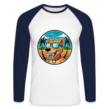 Bruno Jura Chien Chien Race Dessin Animé Lunettes De Soleil Plage - T-shirt baseball manches longues Homme - blanc/marine - Devant - Nik (191cm)