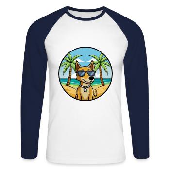 Cretan Hound Dog Breed Cartoon Sunglasses Beach - Unisex Long Sleeve Baseball T-Shirt - white/navy - Front - Nik (191cm)