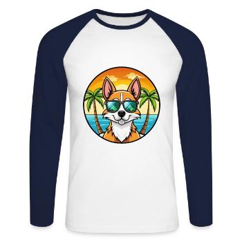 Chilean Fox Terrier Dog Breed Cartoon Sunglasses - Unisex Long Sleeve Baseball T-Shirt - white/navy - Front - Nik (191cm)