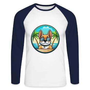 Chien Francais Dog Breed Cartoon Sunglasses Beach - Unisex Long Sleeve Baseball T-Shirt - white/navy - Front - Nik (191cm)