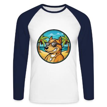 Cordoba Fighting Dog Breed Cartoon Sunglass Beach - Unisex Long Sleeve Baseball T-Shirt - white/navy - Front - Nik (191cm)