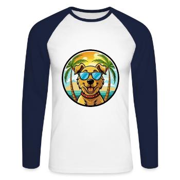 Chesapeake Bay Retriever Hunderasse Cartoon Beach - Unisex Baseballshirt langarm - Weiß/Navy - Vorne - Nik (191cm)