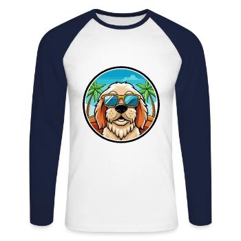 Clumber Spaniel Dog Breed Cartoon Sunglasses Beach - Unisex Long Sleeve Baseball T-Shirt - white/navy - Front - Nik (191cm)