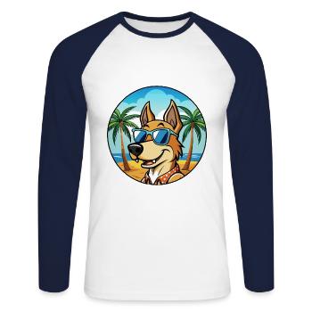 Cimarron Uruguayo Dog Breed Cartoon Sunglass Beach - Unisex Long Sleeve Baseball T-Shirt - white/navy - Front - Nik (191cm)