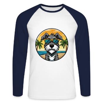 Deutscher Wachtelhund Hunderasse Cartoon Sonnenbrille - Unisex Baseballshirt langarm - Weiß/Navy - Vorne - Nik (191cm)