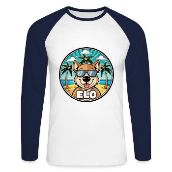 Längerer Spitzname Hund Rasse Cartoon Sonnenbrille Strand - Unisex Baseballshirt langarm - Weiß/Navy - Vorne - Nik (191cm)