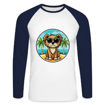 Englische Spielzeug Spaniel Hund Rasse Cartoon Sonnenbrille - Unisex Baseballshirt langarm - Weiß/Navy - Vorne - Nik (191cm)