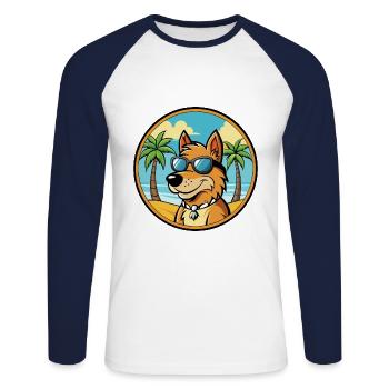 Frisian Pointing Dog Breed Cartoon Sunglass Beach - Unisex Long Sleeve Baseball T-Shirt - white/navy - Front - Nik (191cm)