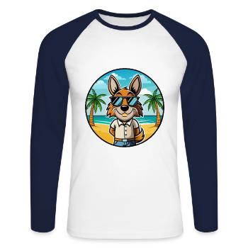 Hare Indian Dog Breed Cartoon Sunglasses Beach - Unisex Long Sleeve Baseball T-Shirt - white/navy - Front - Nik (191cm)