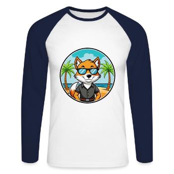 English Foxhound Dog Breed Cartoon Sunglass Beach - Unisex Long Sleeve Baseball T-Shirt - white/navy - Front - Nik (191cm)