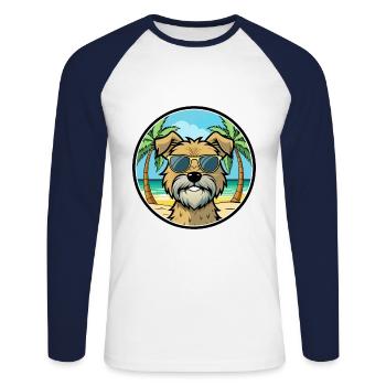 Glen Of Imaal Terrier Hunderasse Cartoon Sonnenbrille - Unisex Baseballshirt langarm - Weiß/Navy - Vorne - Nik (191cm)