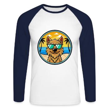 Griffon Nivernais Dog Breed Cartoon Sunglass Beach - Unisex Long Sleeve Baseball T-Shirt - white/navy - Front - Nik (191cm)