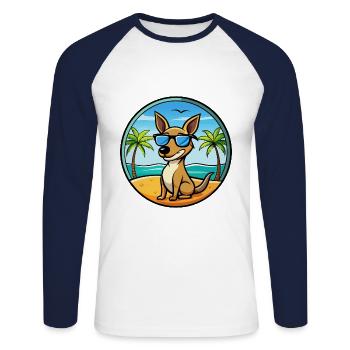 Kangaroo Dog Breed Cartoon Sunglasses Beach - Unisex Long Sleeve Baseball T-Shirt - white/navy - Front - Nik (191cm)