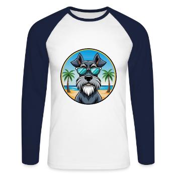 Giant Schnauzer Dog Breed Cartoon Sunglasses Beach - Unisex Long Sleeve Baseball T-Shirt - white/navy - Front - Nik (191cm)