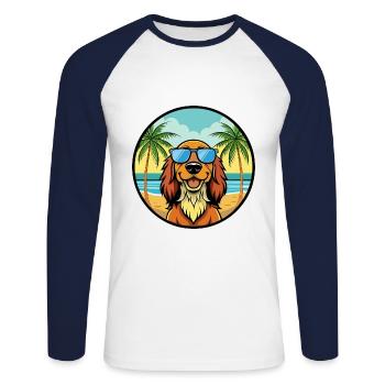 Gordon Setter Hunderasse Cartoon Sonnenbrille Strand - Unisex Baseballshirt langarm - Weiß/Navy - Vorne - Nik (191cm)