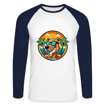 Hygen Hound Chien Race Dessin Animé Lunettes De Soleil Plage - T-shirt baseball manches longues Homme - blanc/marine - Devant - Nik (191cm)