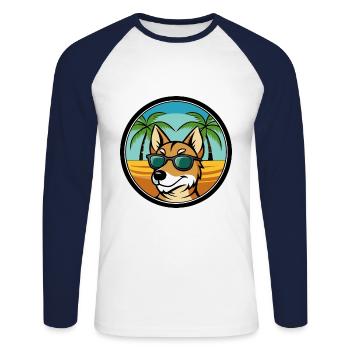Hygenhund Hunderasse Cartoon Sonnenbrille Strand - Unisex Baseballshirt langarm - Weiß/Navy - Vorne - Nik (191cm)