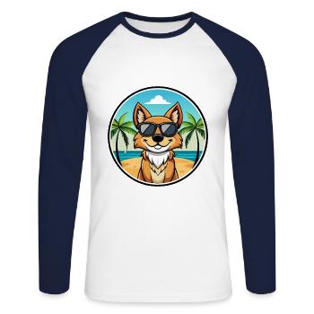 Karakachan Hunderasse Cartoon Sonnenbrille Strand - Unisex Baseballshirt langarm - Weiß/Navy - Vorne - Nik (191cm)