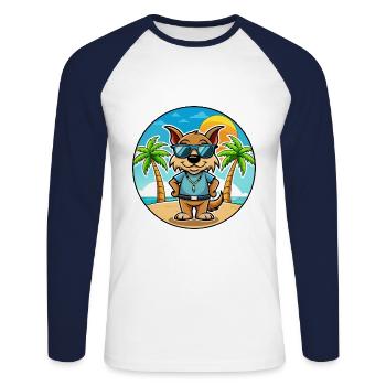 Lapinporokoira Hunderasse Cartoon Sonnenbrille Strand - Unisex Baseballshirt langarm - Weiß/Navy - Vorne - Nik (191cm)