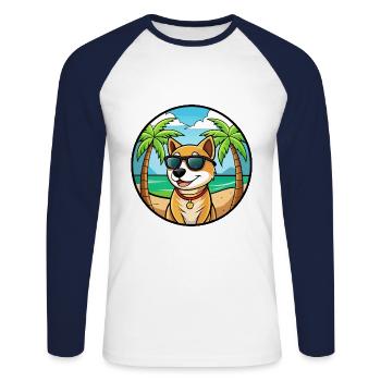 Laufhund Hunderasse Cartoon Sonnenbrille Strand - Unisex Baseballshirt langarm - Weiß/Navy - Vorne - Nik (191cm)