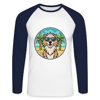 Kuchi Afghan Shepard Dog Breed Cartoon Sunglasses - Unisex Long Sleeve Baseball T-Shirt - white/navy - Front - Nik (191cm)