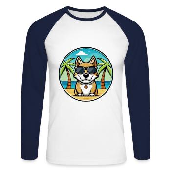 Kuvaszok Hunderasse Cartoon Sonnenbrille Strand - Unisex Baseballshirt langarm - Weiß/Navy - Vorne - Nik (191cm)