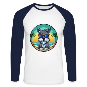 Miniatur Schnauzer Hunderasse Cartoon Sonnenbrille - Unisex Baseballshirt langarm - Weiß/Navy - Vorne - Nik (191cm)