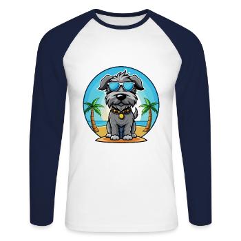 Kerry Blue Terrier Hunderasse Cartoon Sonnenbrille - Unisex Baseballshirt langarm - Weiß/Navy - Vorne - Nik (191cm)