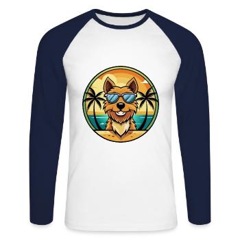 Jagdterrier Dog Breed Cartoon Sunglasses Beach - Unisex Long Sleeve Baseball T-Shirt - white/navy - Front - Nik (191cm)